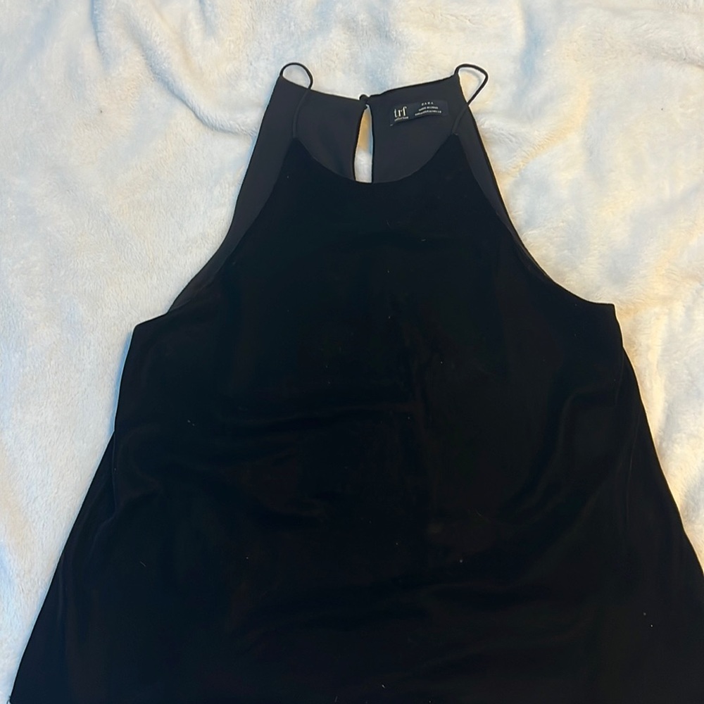 zara women’s medium long black tank top